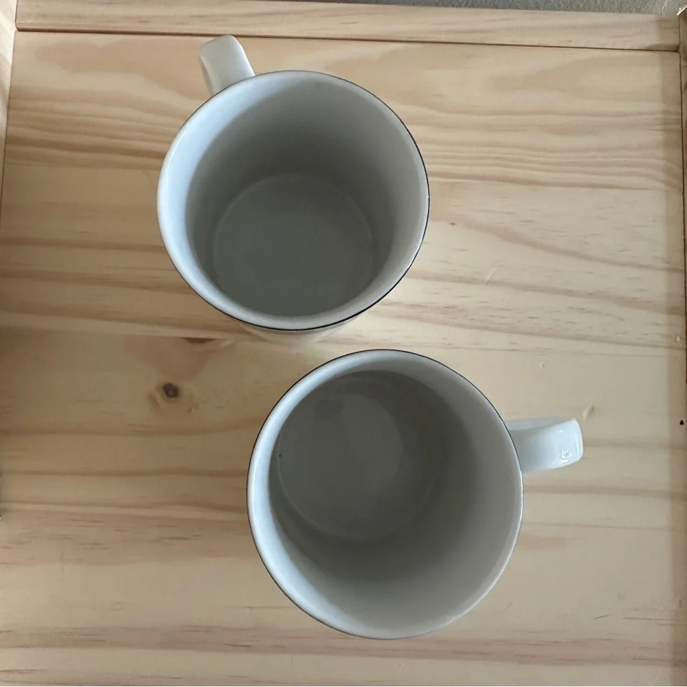 Pier 1 One Exclusive Monno White Black Coffee Mug Symbols Inca Set Of 2 Cups